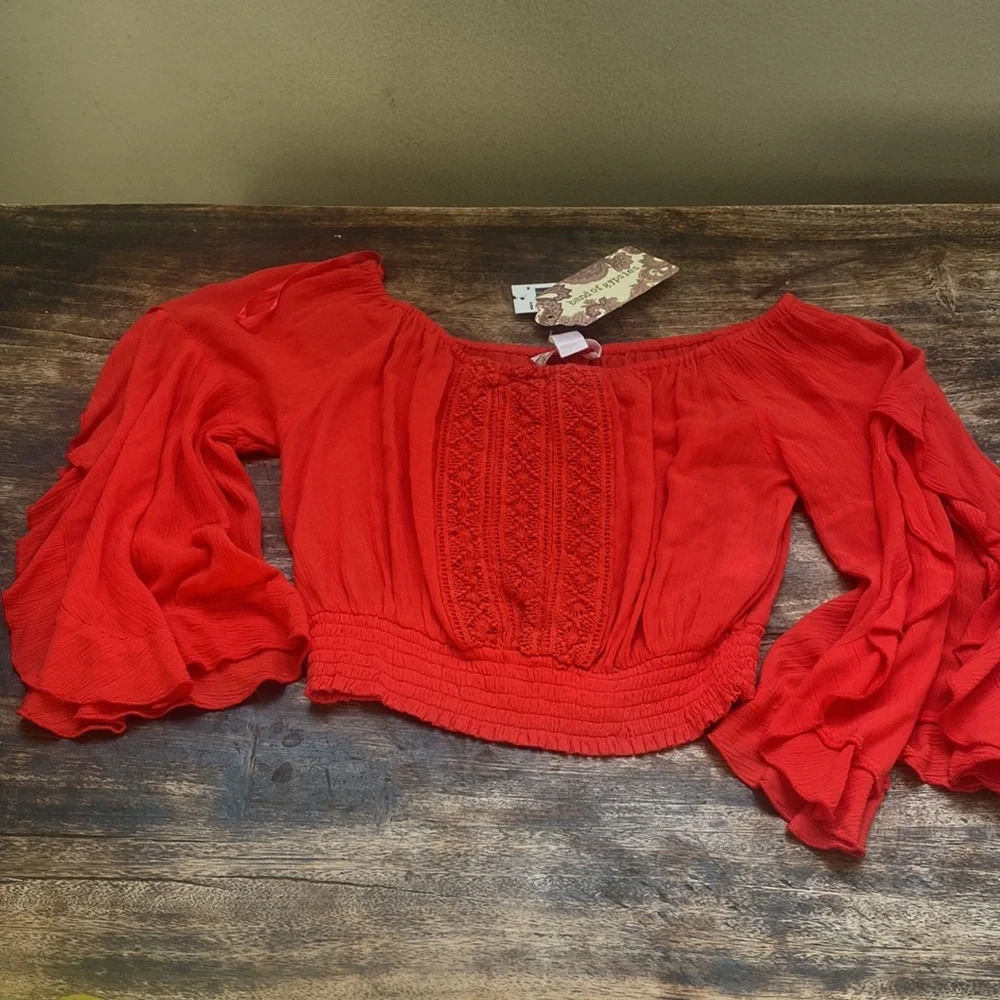 Band of gypsies off the shoulder orange top